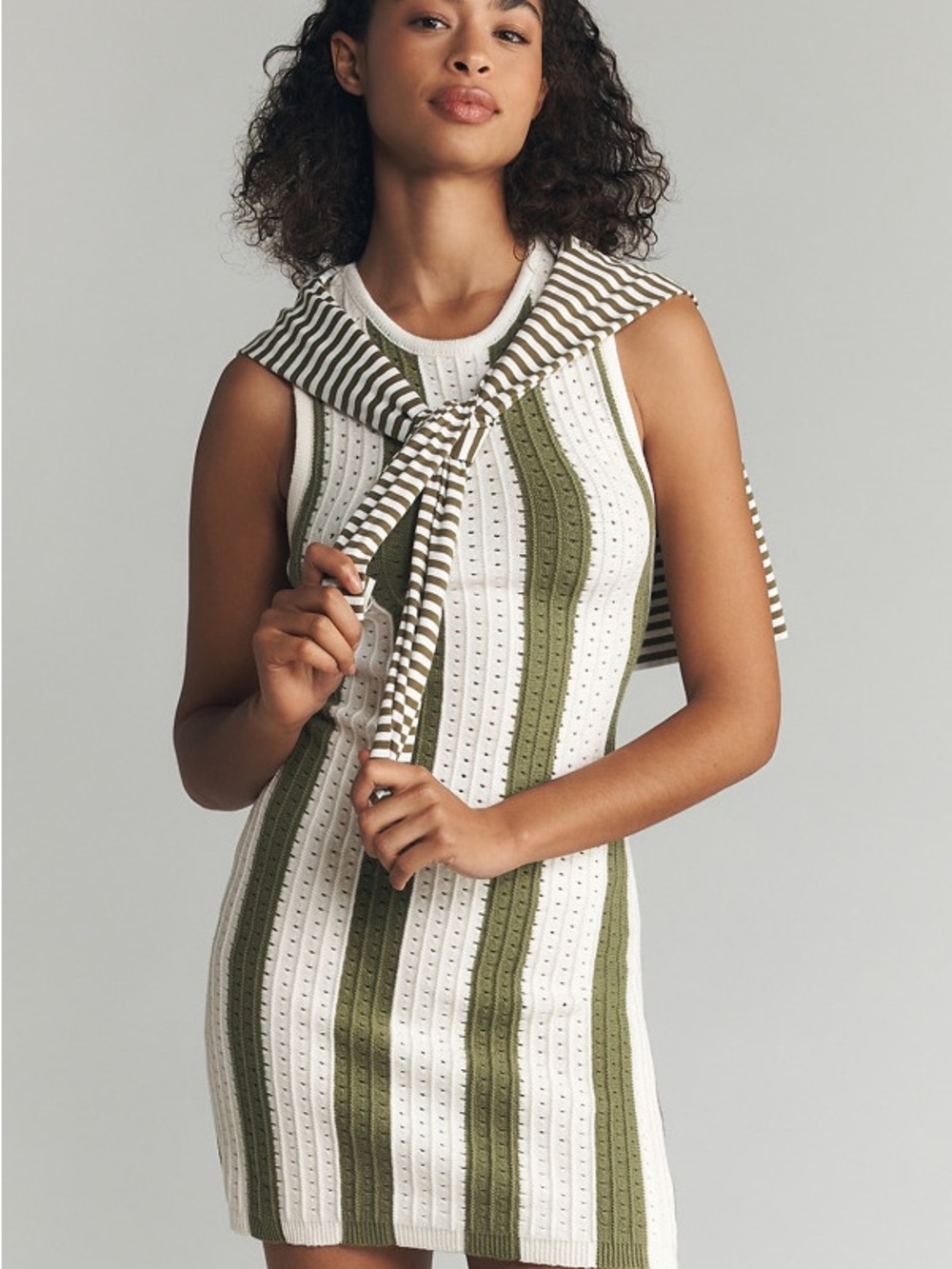 NEW Anthropologie Daily Practice Striped Open Knit Mini Dress Size S